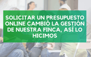 Foto de una comunidad de vecinos en Madrid con el texto “Solicitar un presupuesto online cambió la gestión de nuestra finca, así lo hicimos”