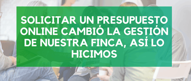 Foto de una comunidad de vecinos en Madrid con el texto “Solicitar un presupuesto online cambió la gestión de nuestra finca, así lo hicimos”